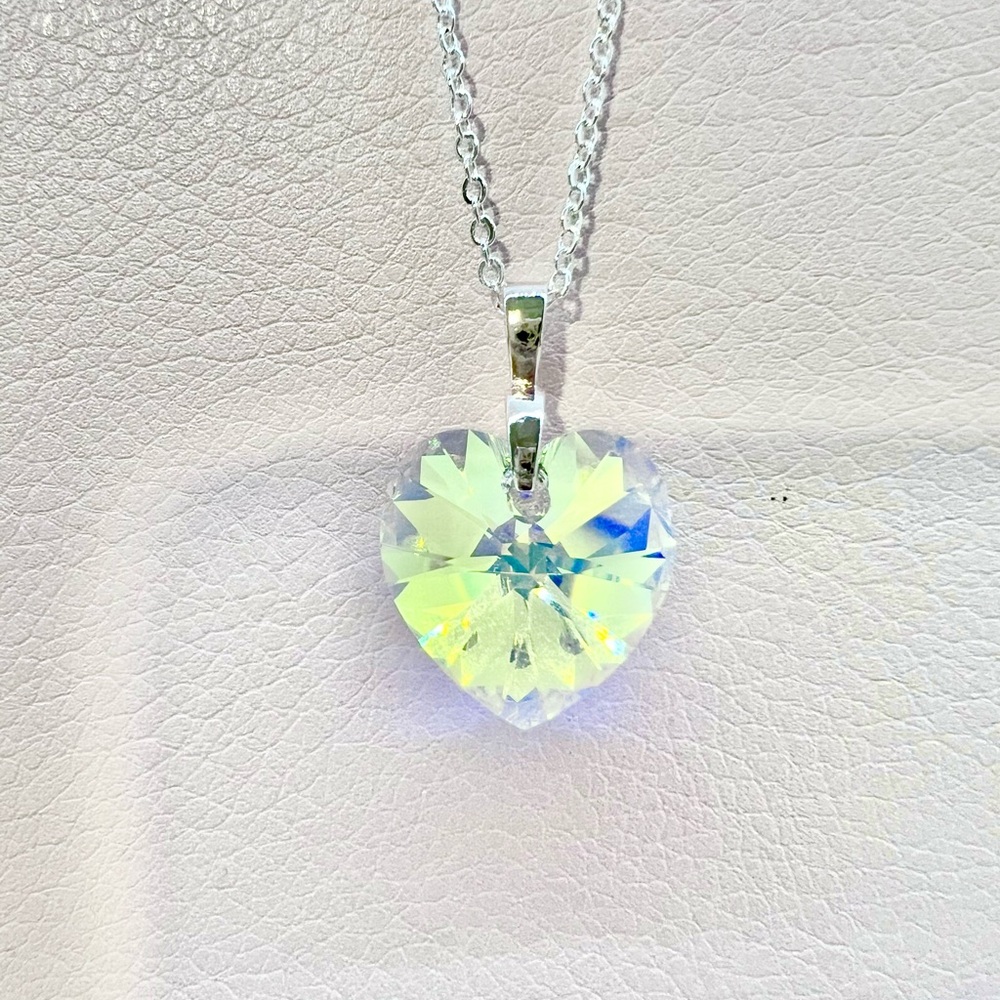 Swarovski Heart Aurore Boreale Crystal Pendant Necklace - Picture 3 of 3